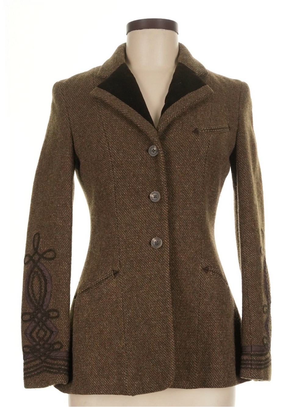 Ralph Lauren Equestrian Jacket Wool Tweed Blazer Embroidered Velvet Blue Label 8